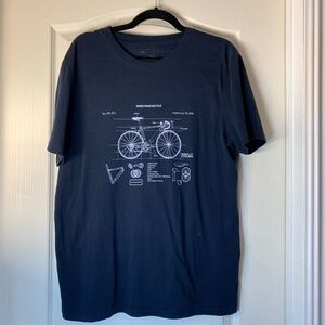 Le 31 Simons Bicycle Blueprint Graphic T-Shirt Navy Tee L